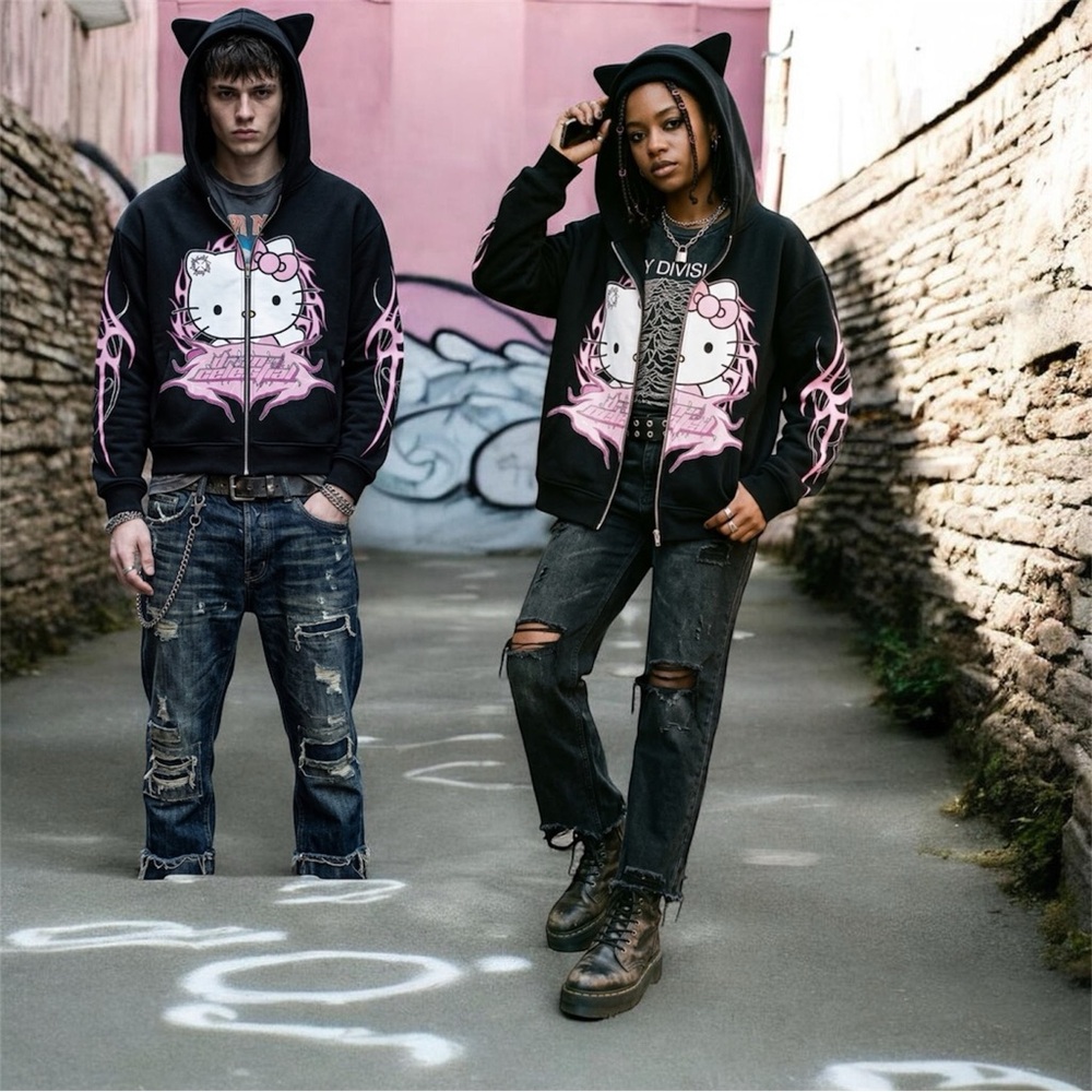 Hello Kitty Black Hoodie Devine Celestial Medium